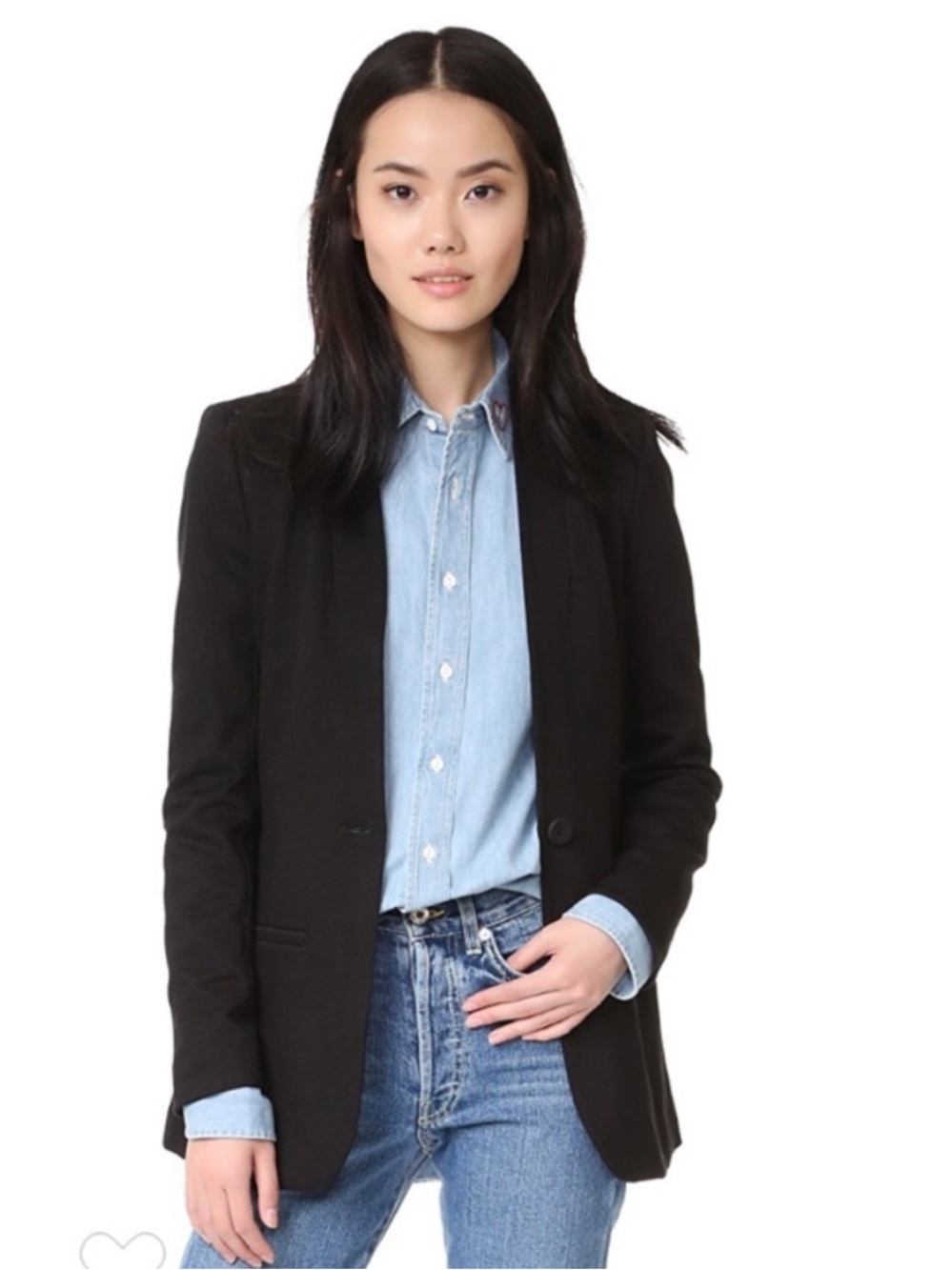 Madewell Tribune Collarless Single Button Blazer Black Size 2